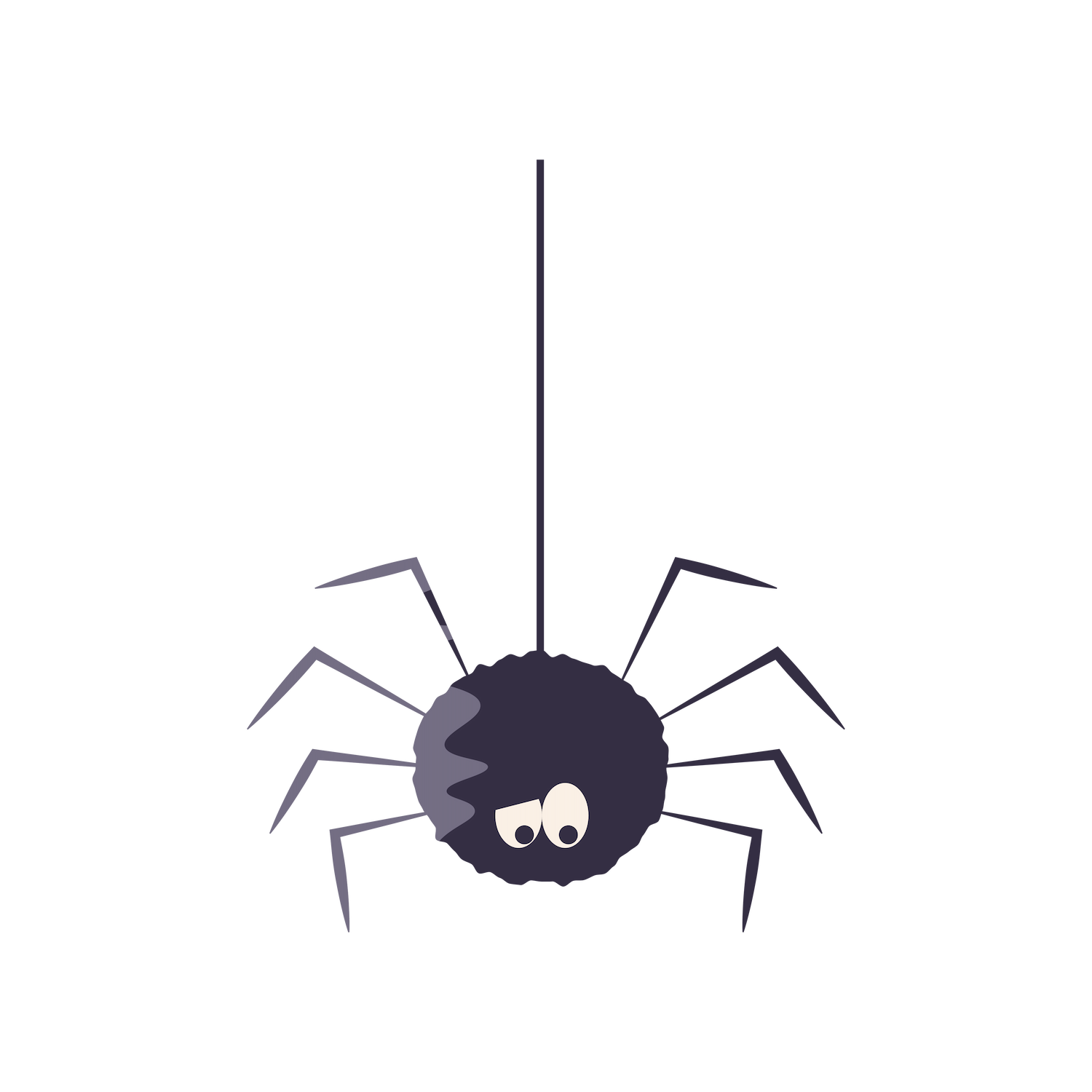 cartoon style halloween elements icon featuring a cute hanging spider character