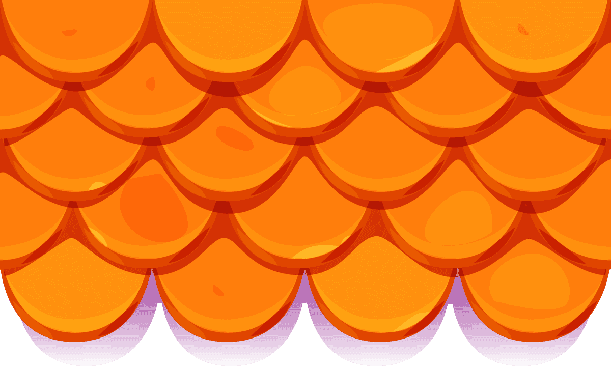 cartoon style roof top with vibrant orange tones and playful curved shapes for creative projects