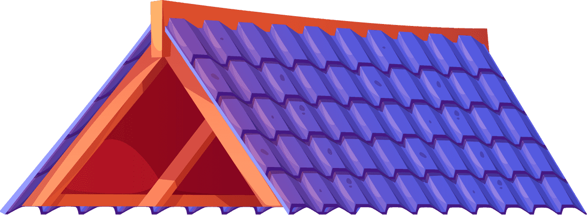 cartoon style roof top design with vibrant colors and playful shapes for children's illustrations