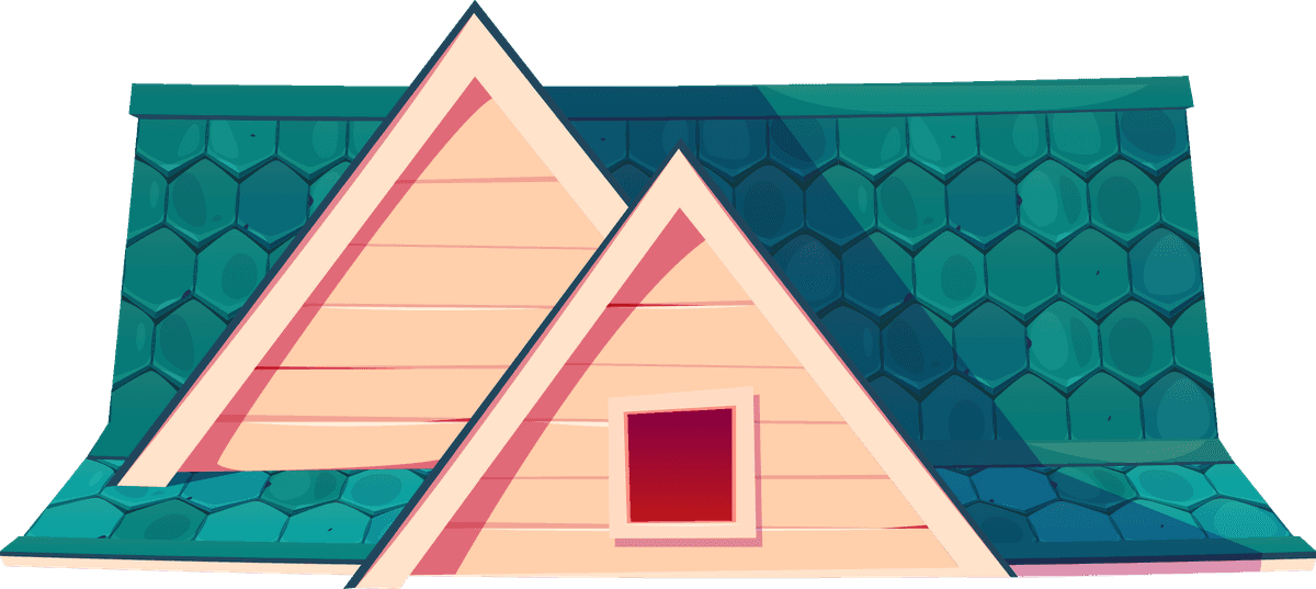 cartoon style roof top design featuring colorful shingles and playful aesthetics for homes