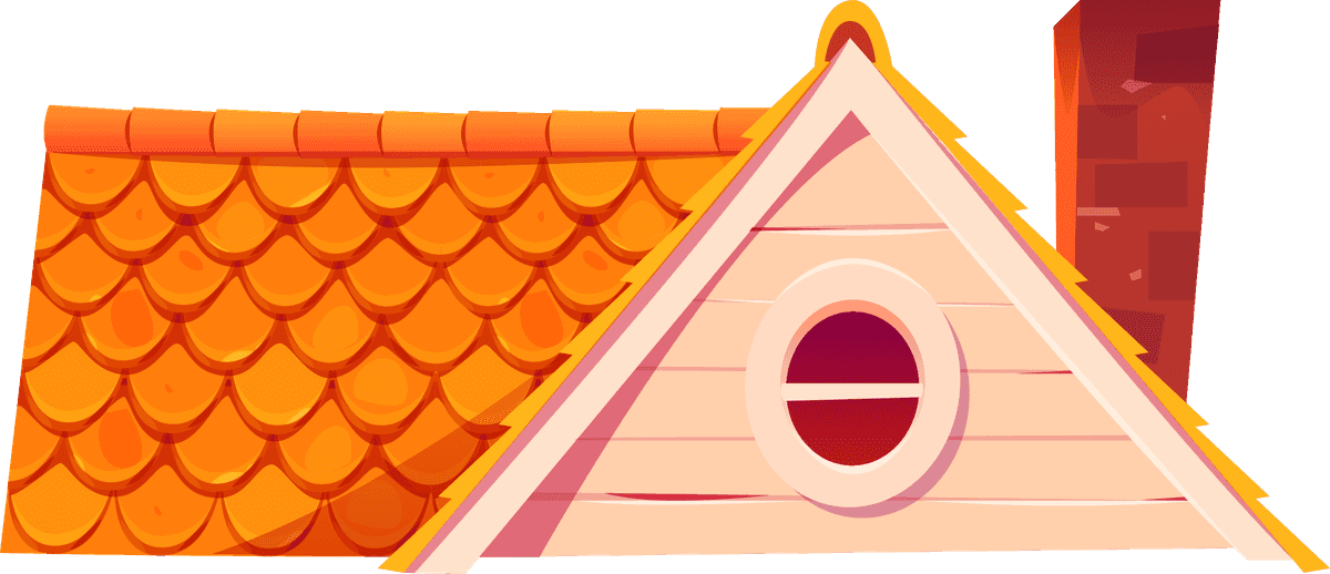 charming cartoon style roof top design with vibrant colors and playful aesthetics