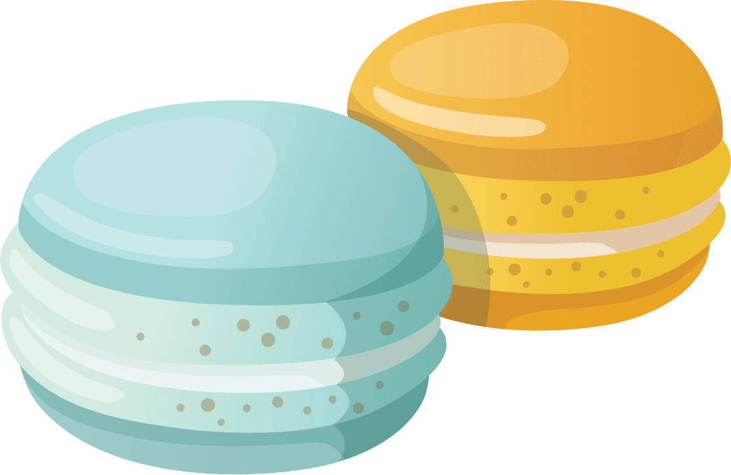 cartoon travel objects set vector with colorful macarons for food lovers and travelers