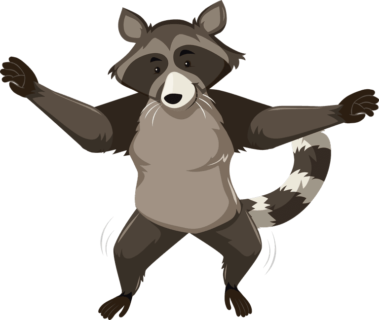 cat fox raccoon character dance position illustration
