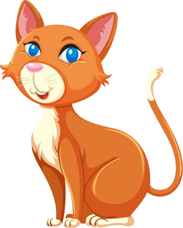 cat isolated different animals in a playful cartoon style for educational materials