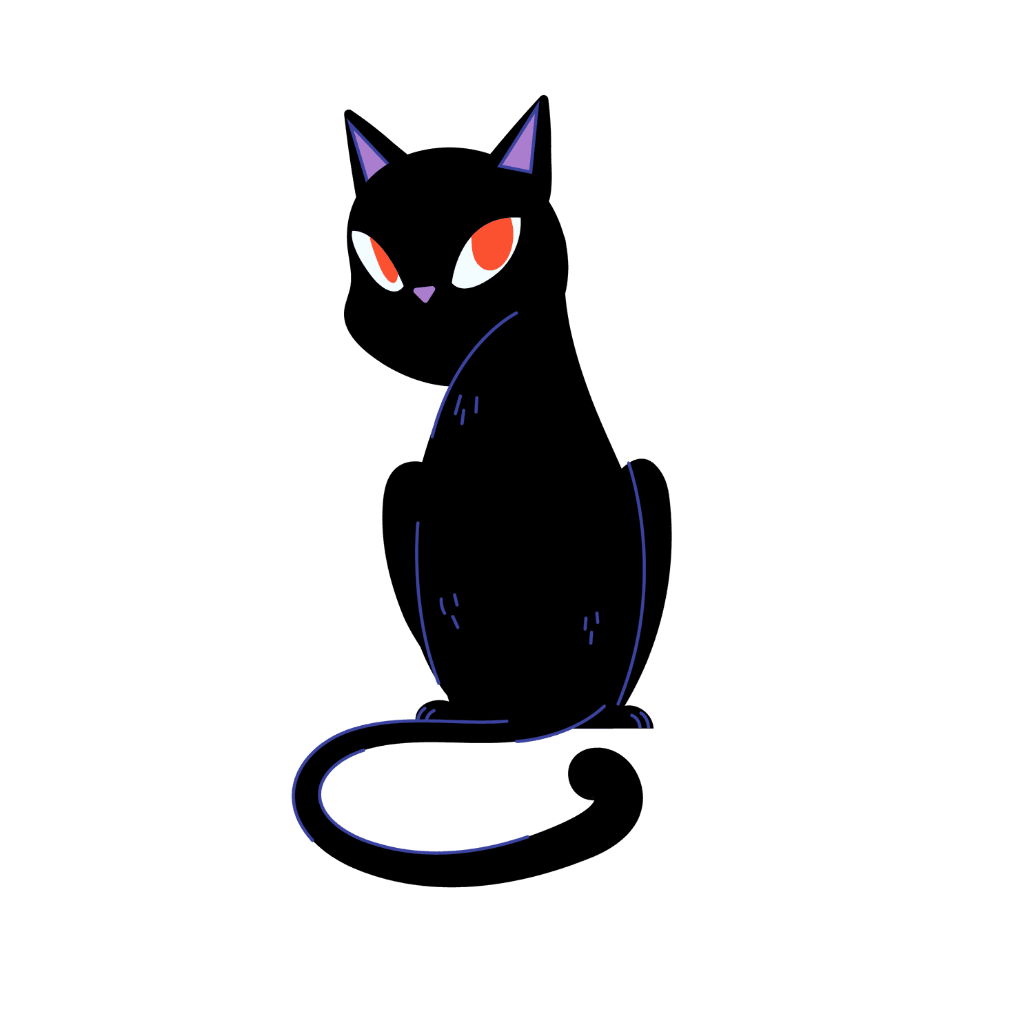 cute black purple cat with red eyes