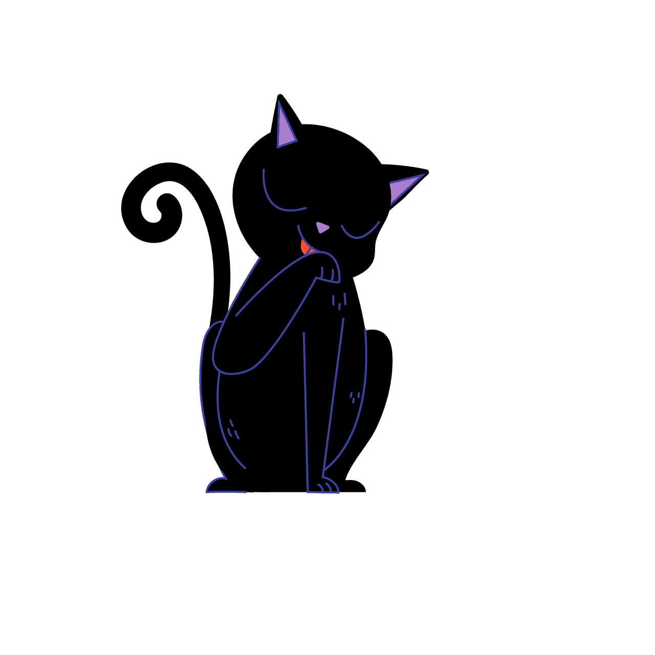 cute black purple cat with red eyes