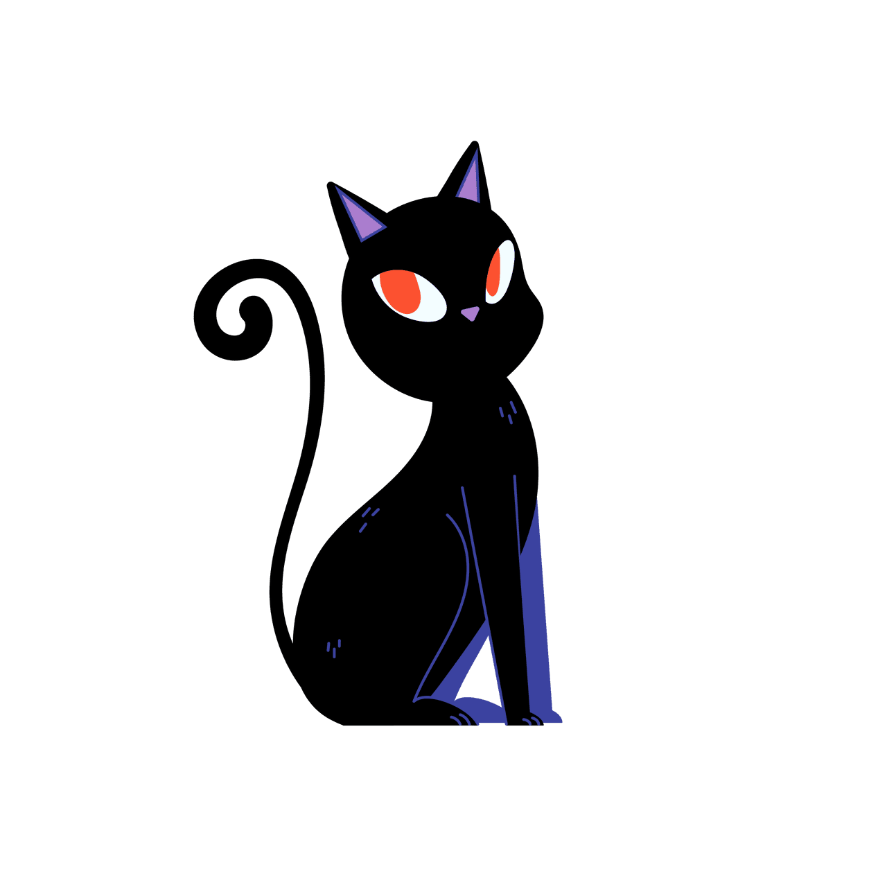 cute black purple cat with red eyes