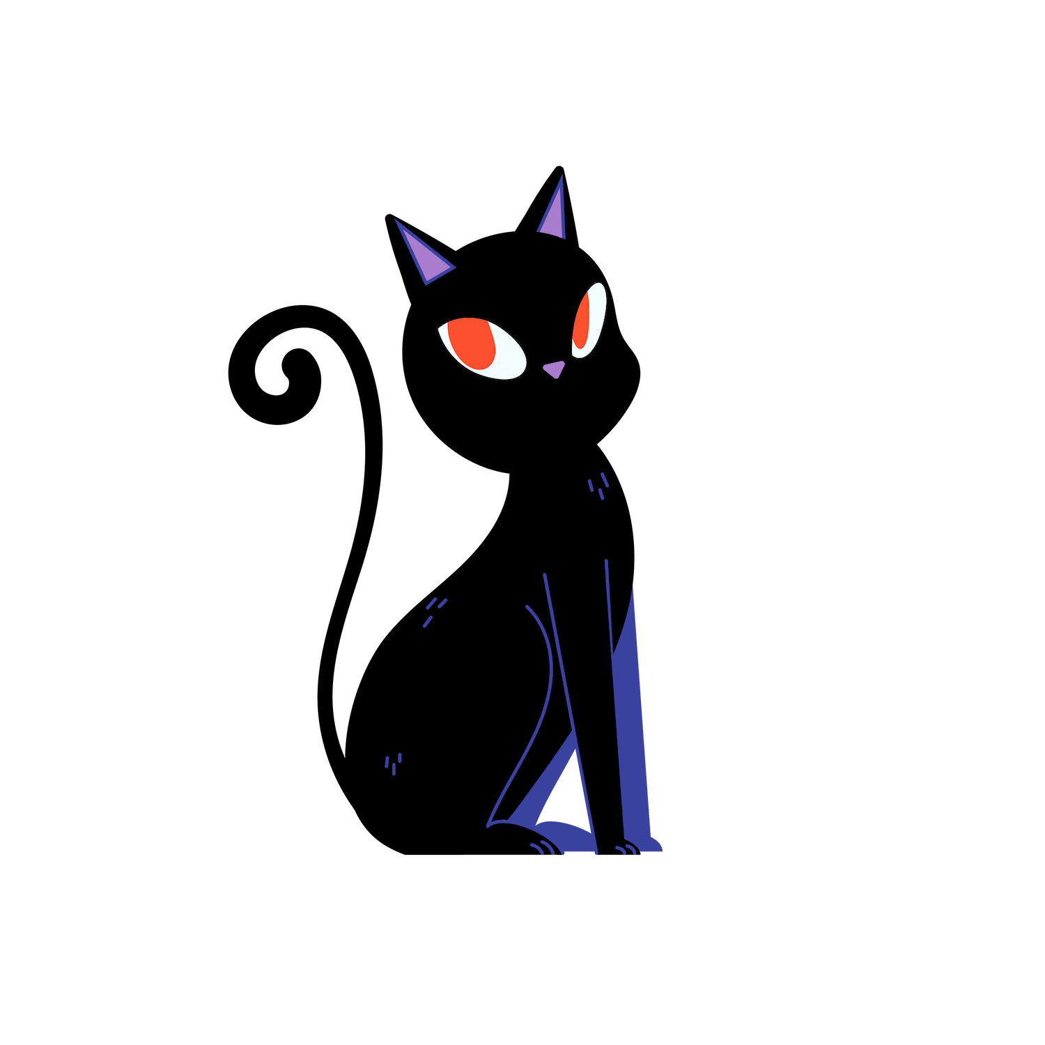 cute black purple cat with red eyes