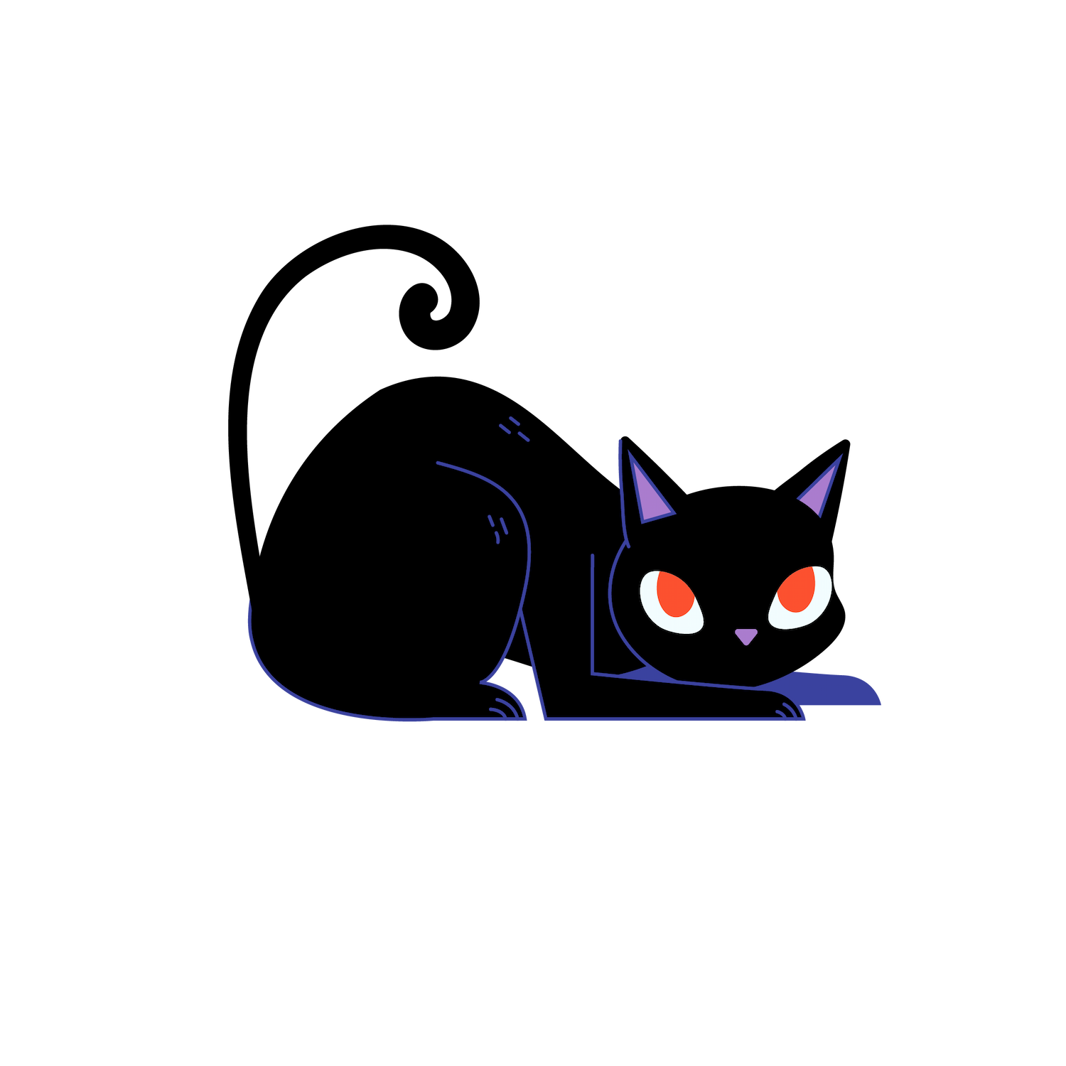 cute black purple cat with red eyes