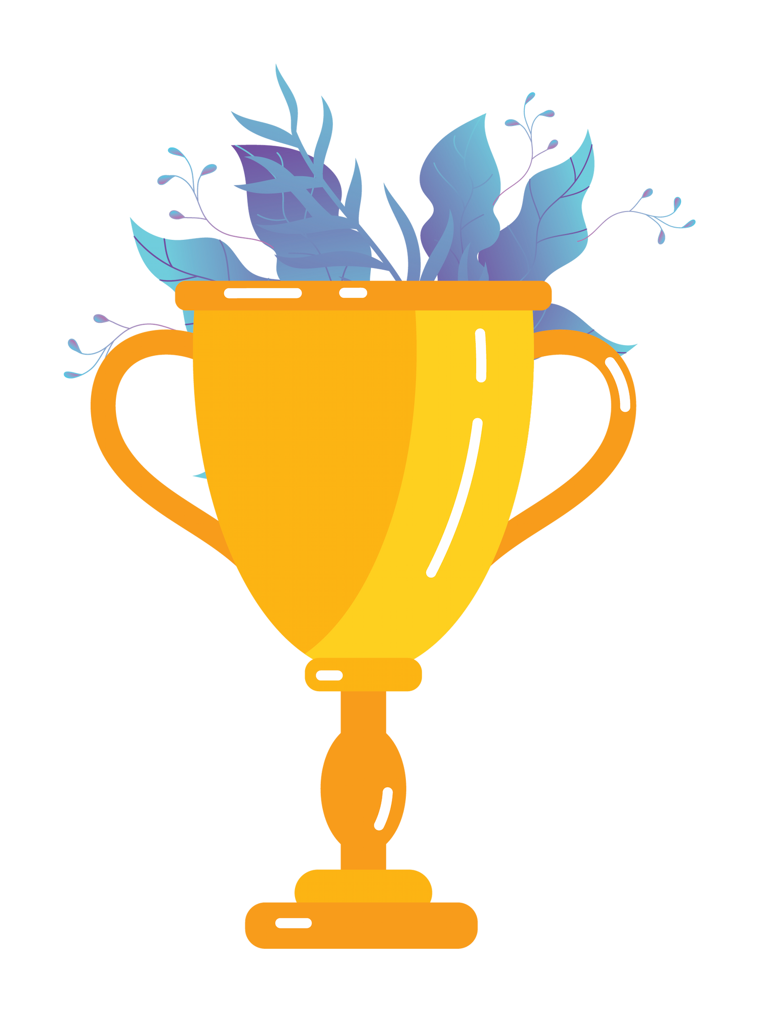 champion award decorative trophy with vibrant floral accents for celebration events
