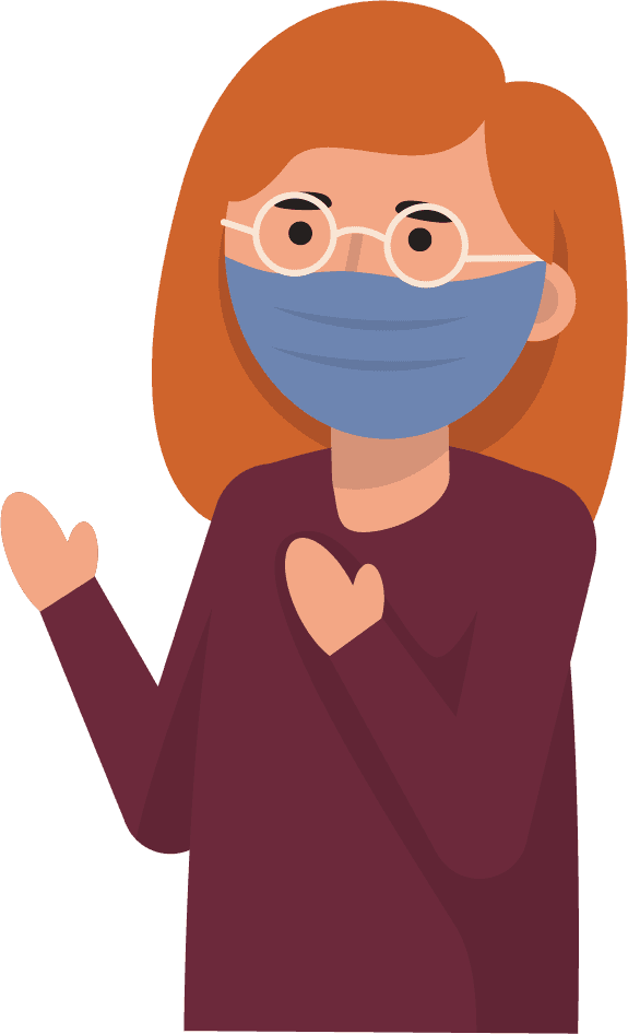 character bundles people wearing masks to prevent dust and germs