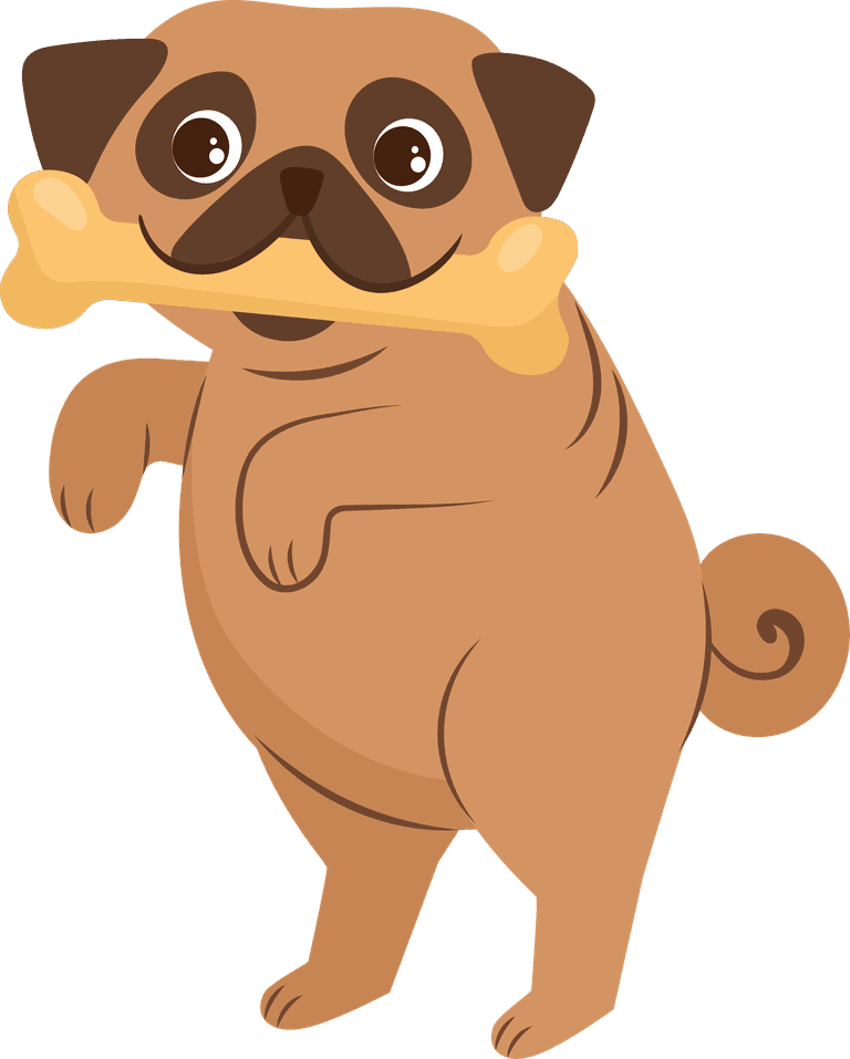 adorable character icon people icons vector featuring playful pug dog with a bone