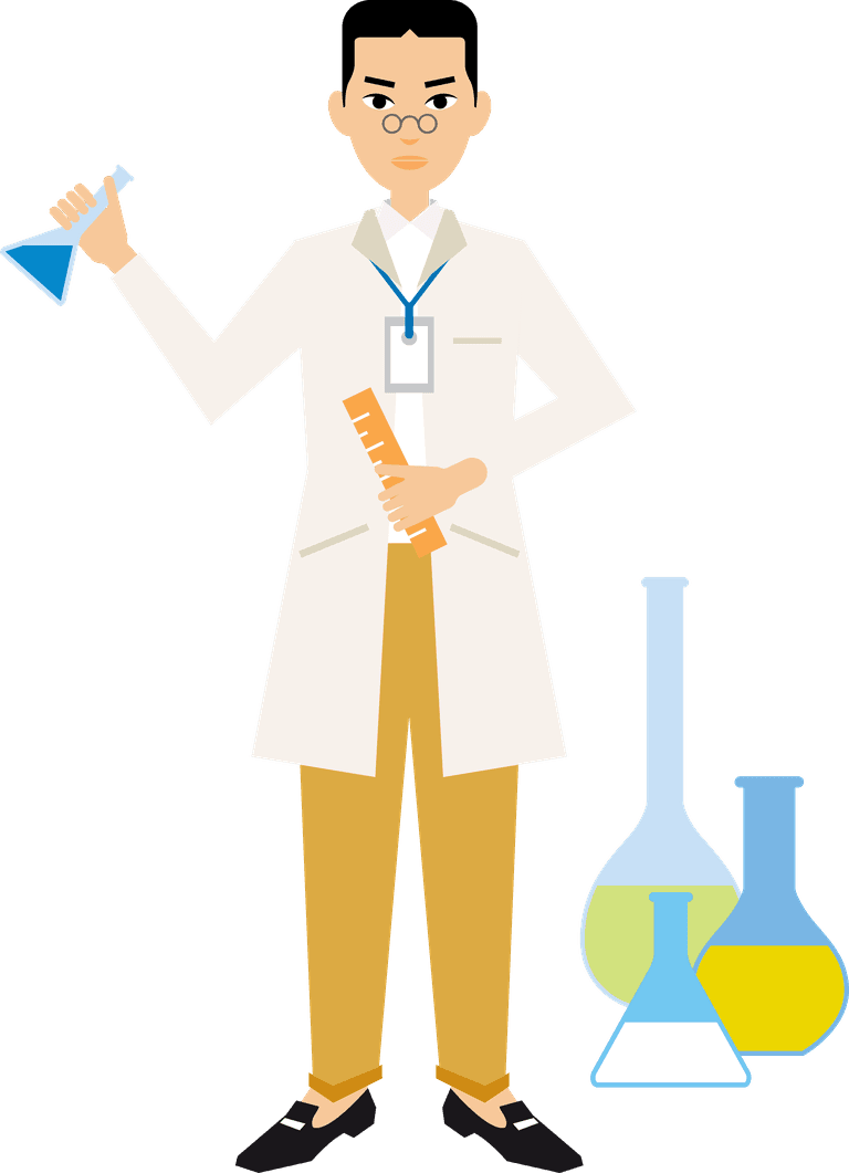 character icon people icons vector of a scientist holding a flask and ruler