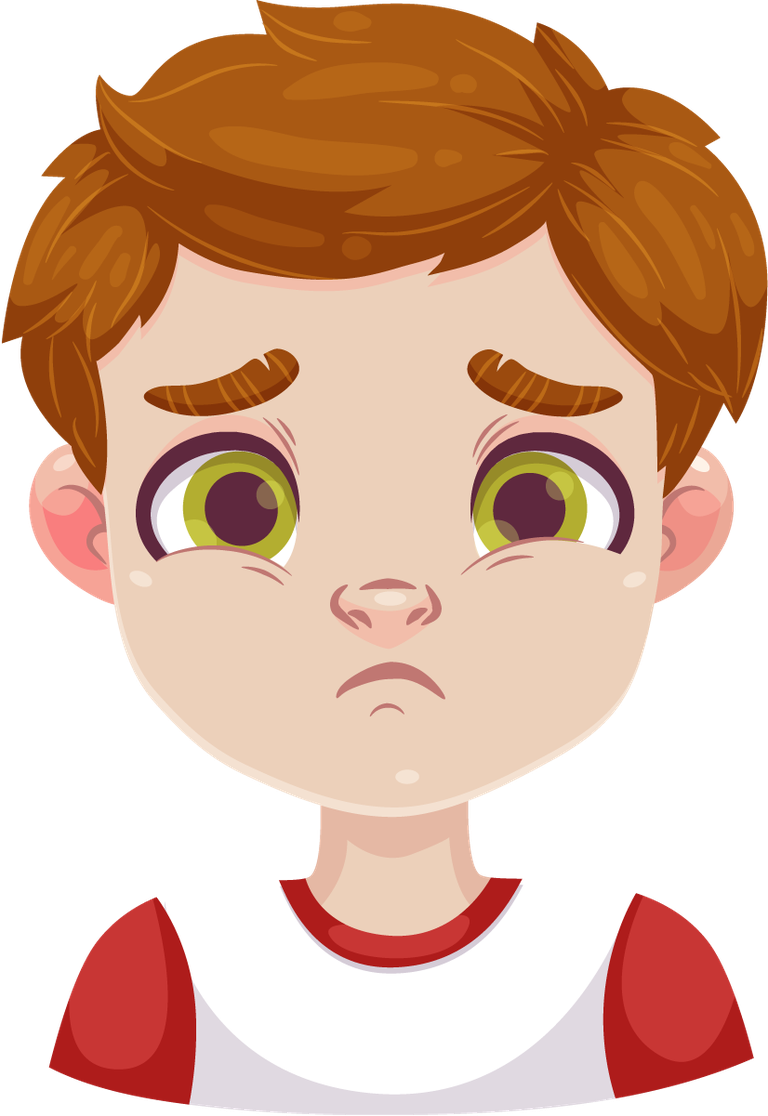young boy face showing emotion with large expressive eyes and worried expression