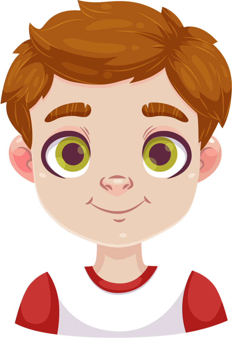 young boy face showing emotion with cartoonish features and bright colors for fun illustrations