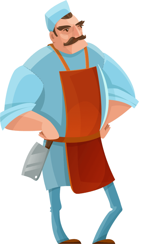 chef butcher cartoon set