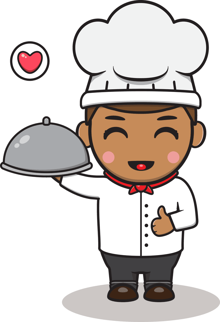 chef illustration of boy and girl chef holding a plate or
