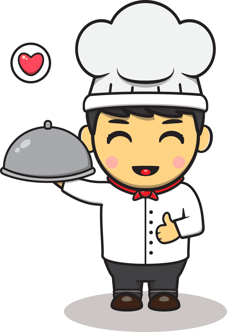 chef illustration of boy and girl chef holding a plate or