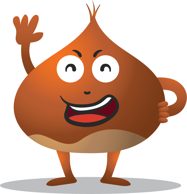 cartoon styles chestnut illustration with a cheerful character for playful branding