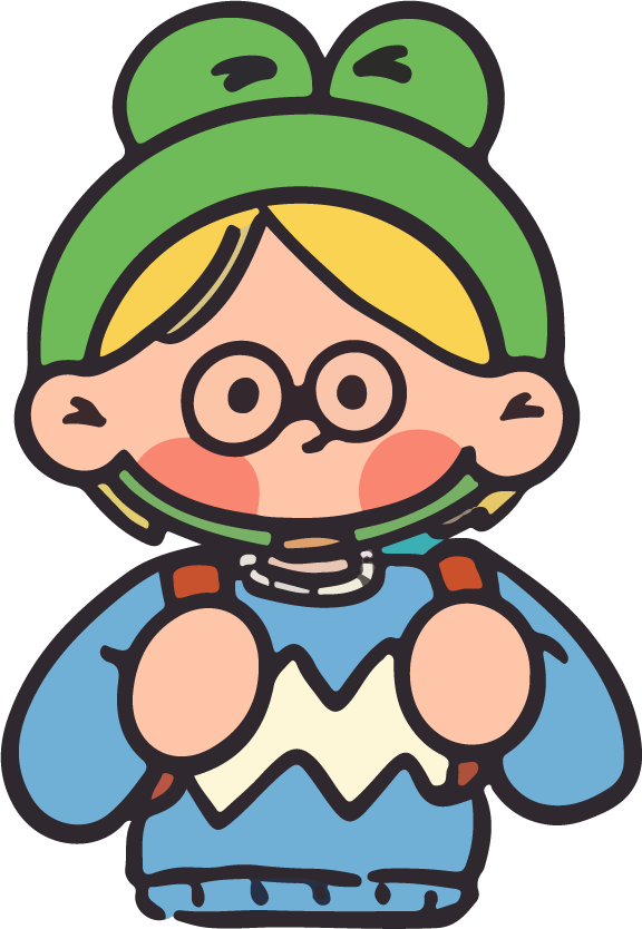 chibi cute colorful cover featuring an adorable character with a frog hat