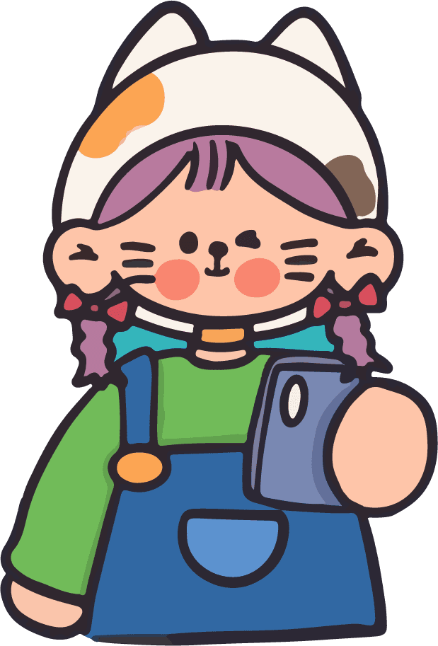 chibi cute colorful and cover of an adorable character with a playful expression