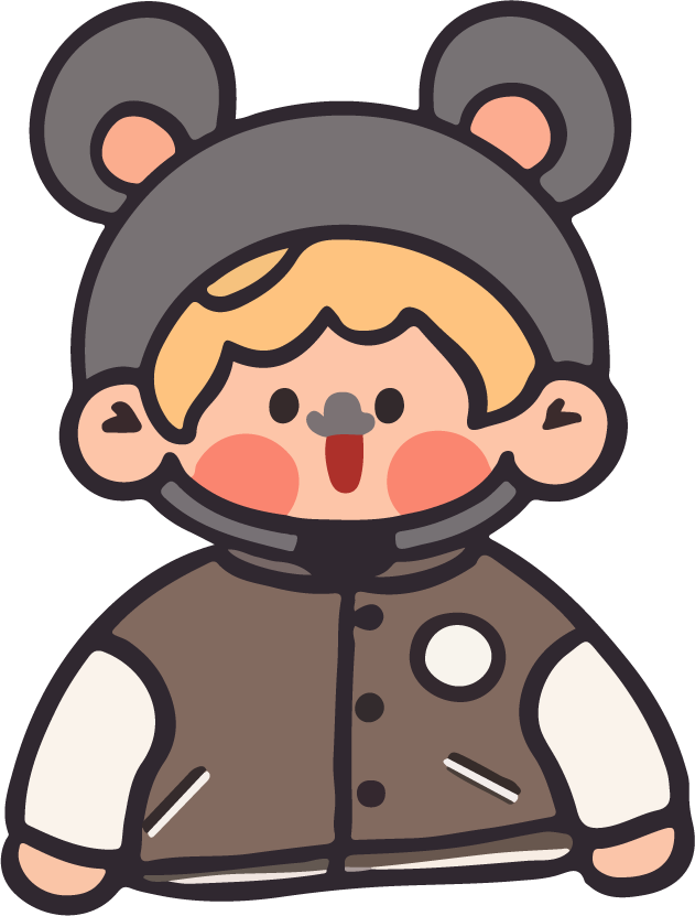 chibi cute colorful and cover featuring an adorable character in a playful bear outfit