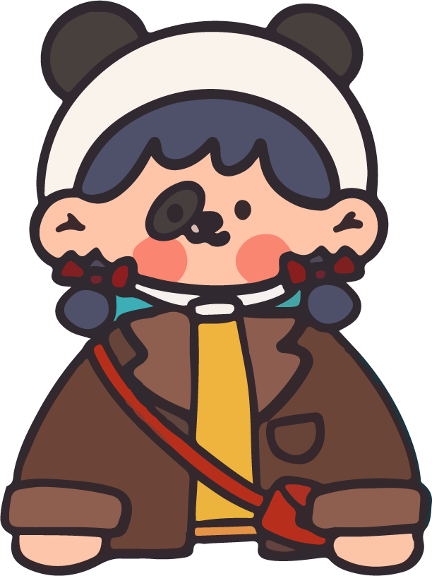 chibi cute colorful and cover featuring a playful panda character with a stylish outfit
