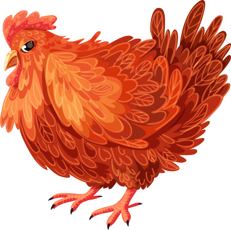 chicken cartoon farm animals set