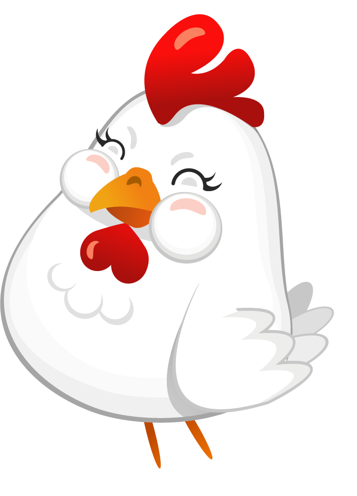 cute naive cock illustration of a cheerful chicken perfect for kids’ materials or food branding