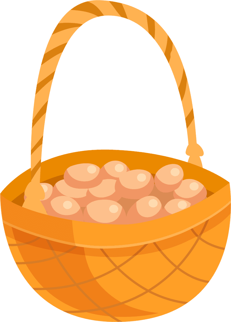 chicken egg basket poultry farm elements set