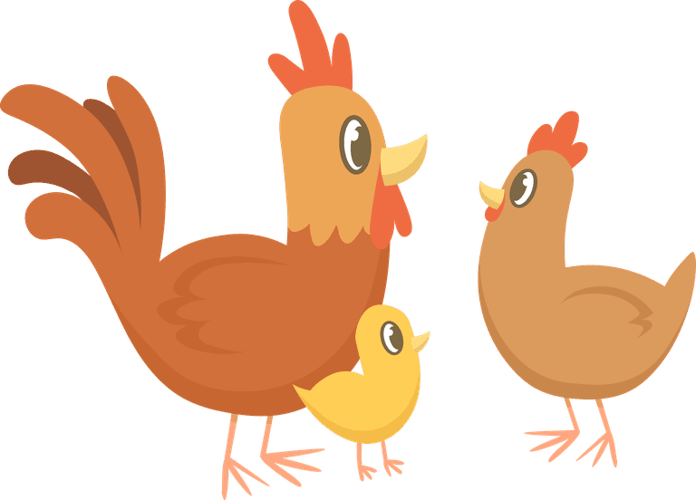 chicken family funny farm animals families set