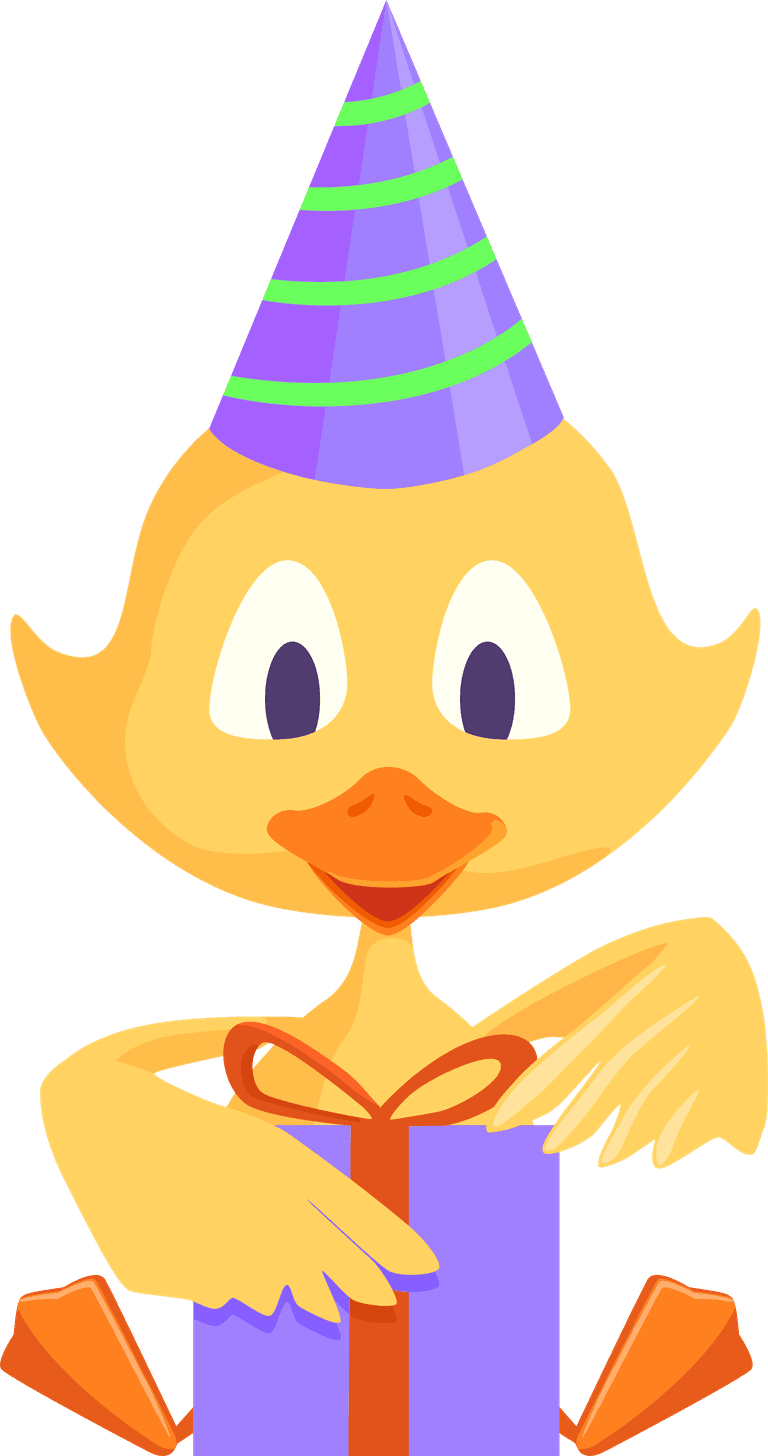 chicks cartoon duckling set for birthday celebrations with gifts and party hats