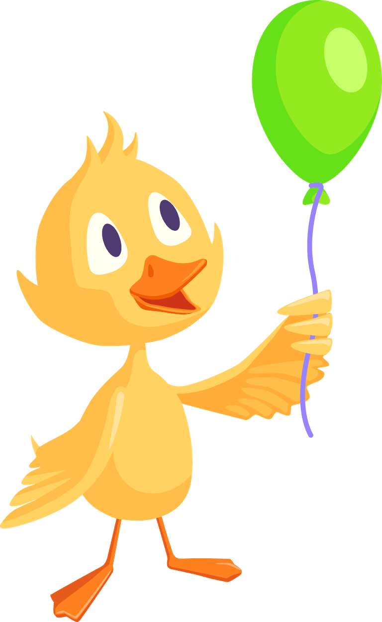 chicks cartoon duckling set celebrating with balloons for fun children's art projects