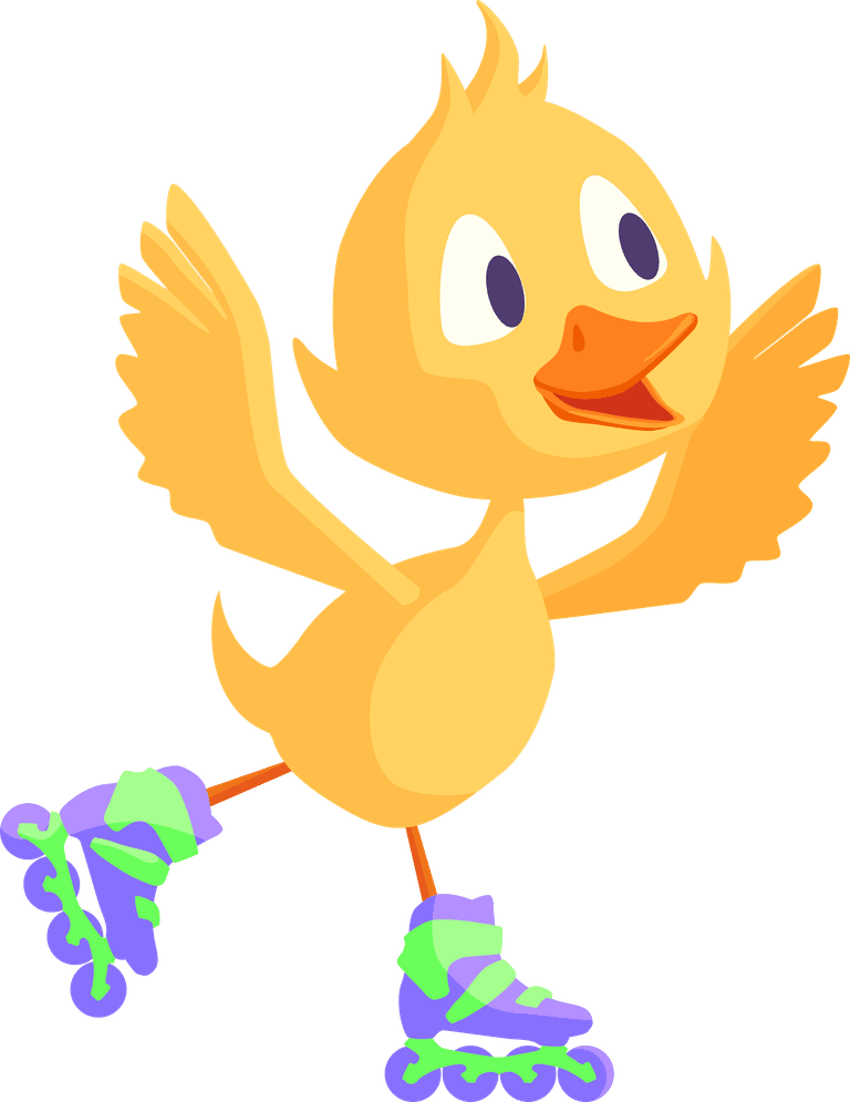 chicks cartoon duckling set featuring playful characters on roller skates for fun designs