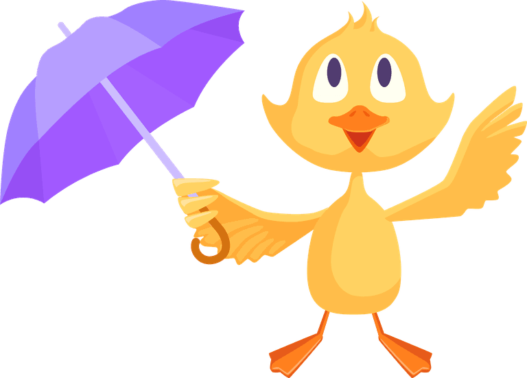 chicks cartoon duckling set with playful umbrellas for fun illustrations and activities