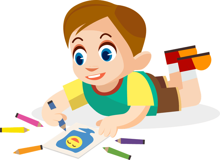 childhood design elements boy daily activities icons design