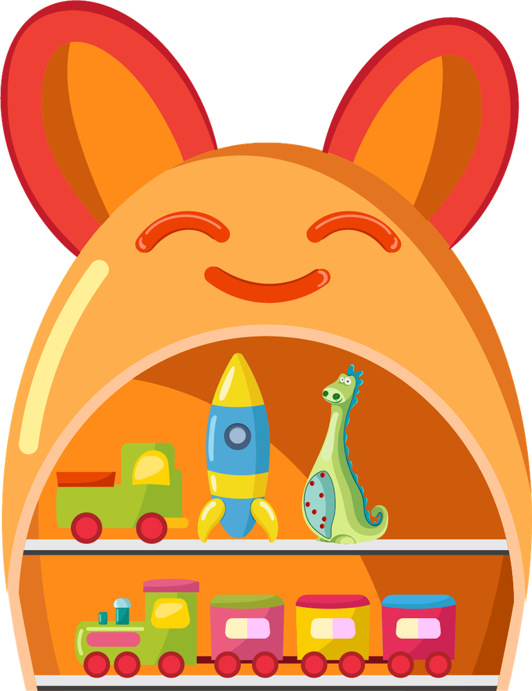childhood toys icons colorful modern shapes