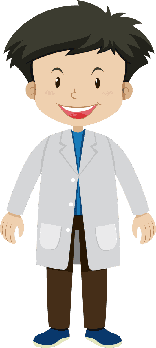 children and funfair illustration featuring a cheerful child in a lab coat ready for adventure