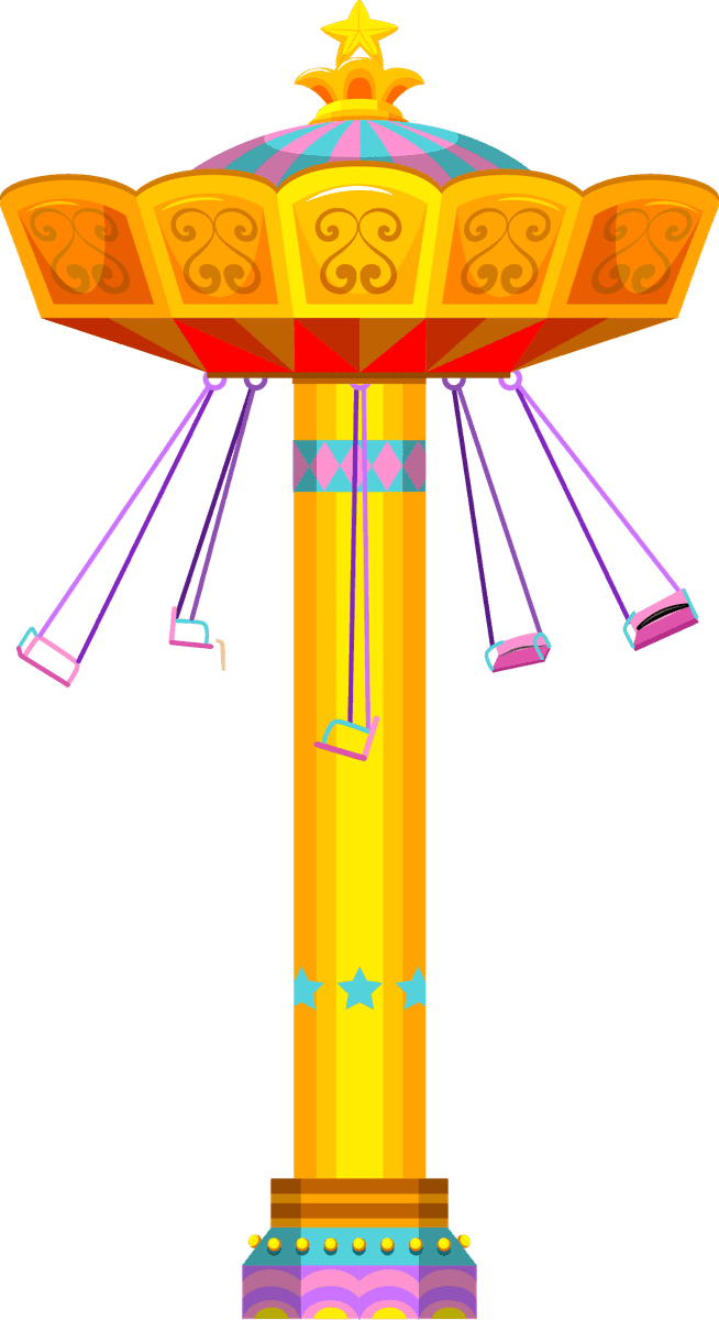 children and funfair illustration of a colorful swing ride with vibrant colors and cheerful features