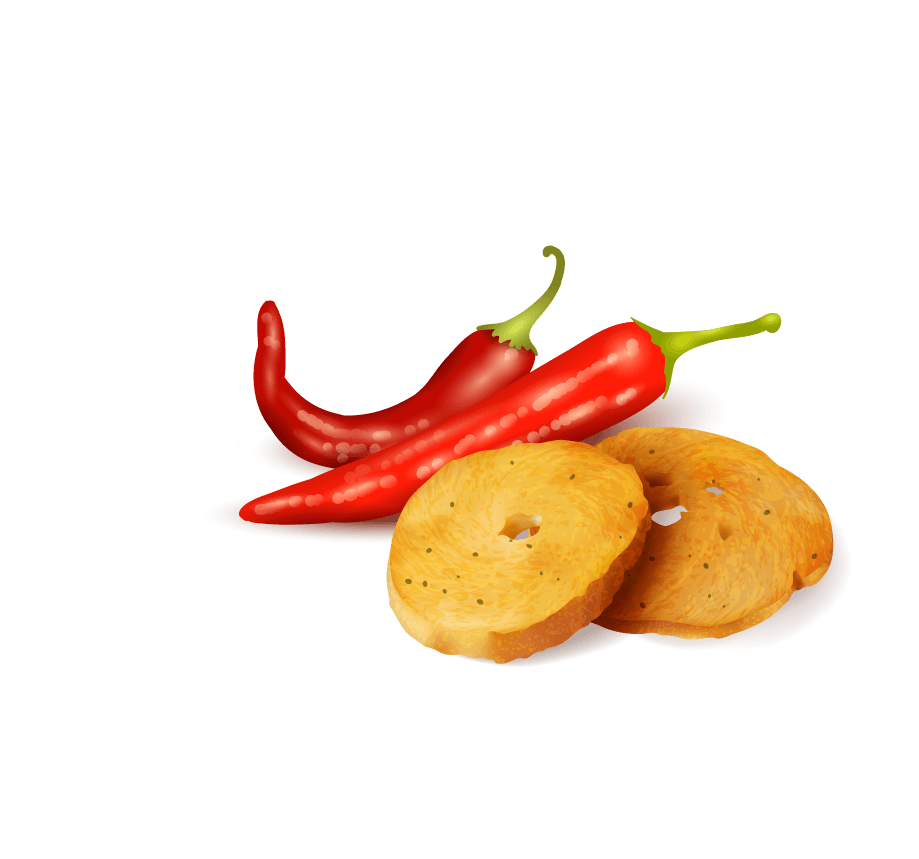 chili pepper realistic compositions illustrated crackers snacks flavoring additive
