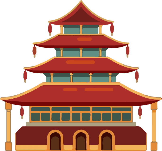 china traditional buildings cultural japan objects gate pagoda palace cartoon collection