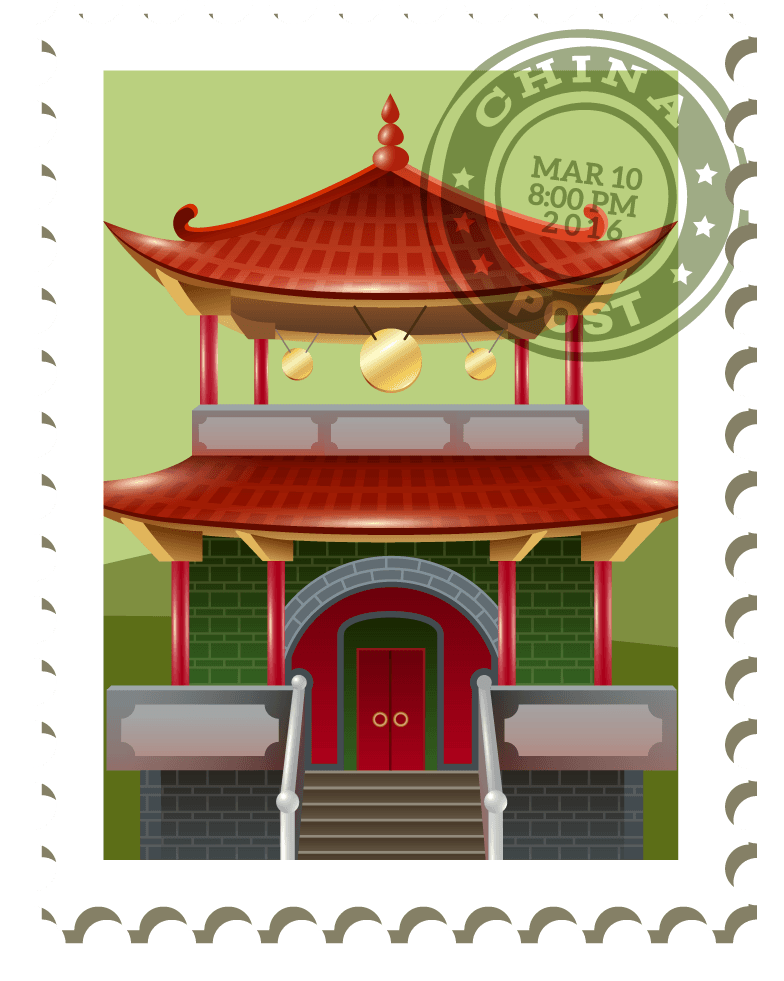 china travel stamps poster