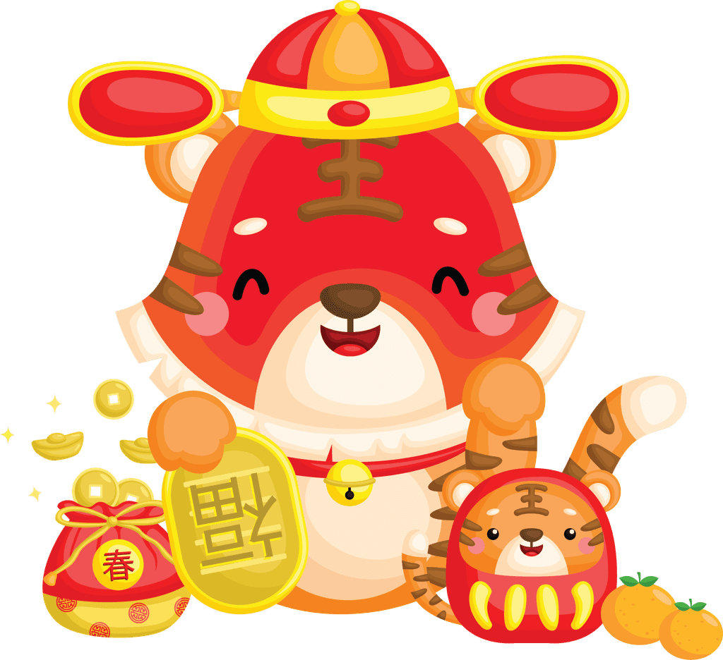 chinese new year celebration tiger year icons