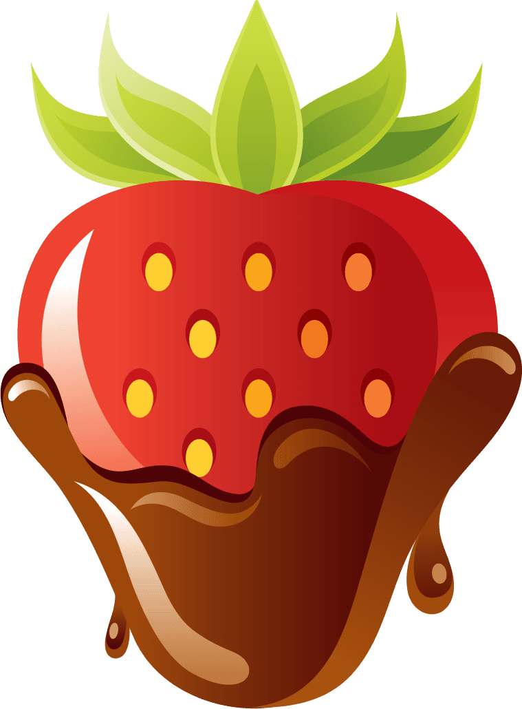 chocolate love theme icon vector with sweet strawberry and rich dark chocolate coating