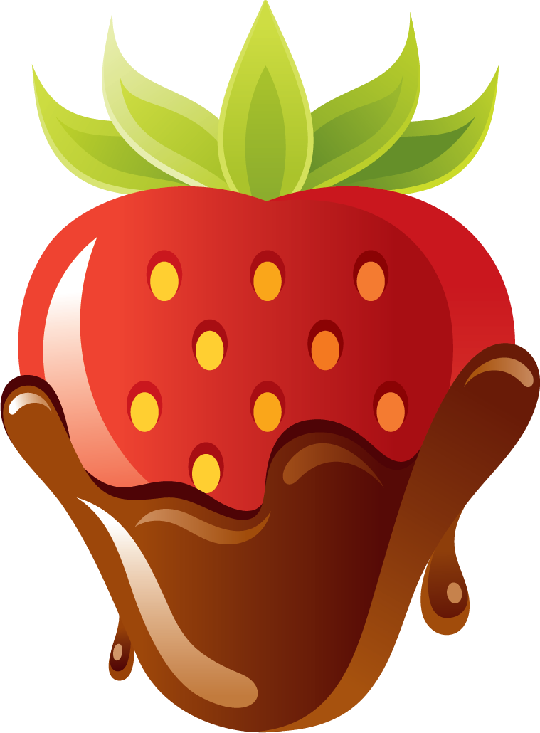 chocolate love theme icon vector with sweet strawberry and rich dark chocolate coating