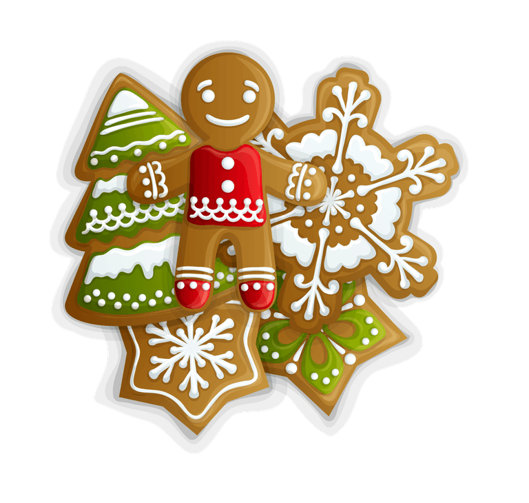 christmas cookies christmas elements set with festive gingerbread and snowy decorations