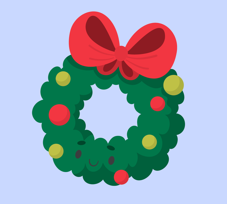 christmas element collection icons featuring a cheerful holiday wreath with a bow and ornaments