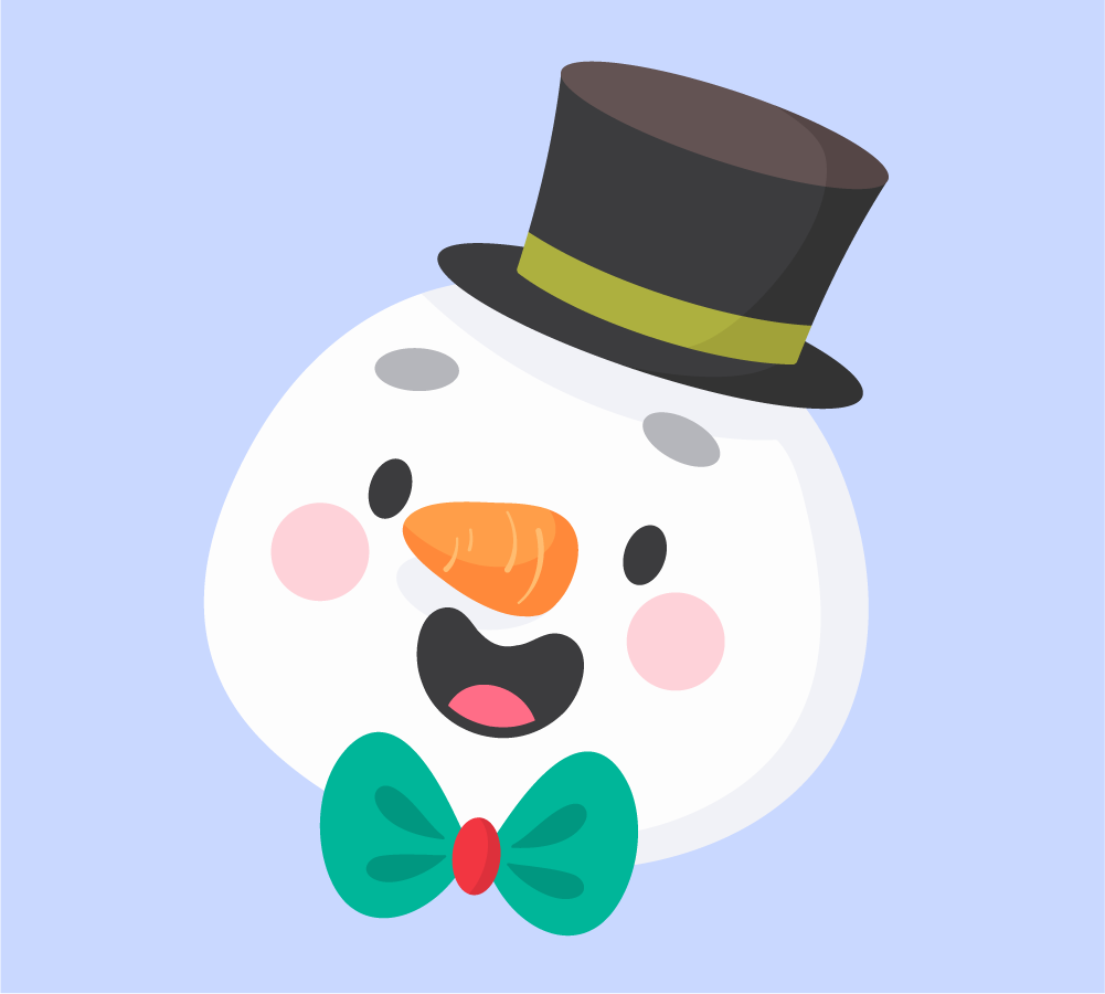 christmas element collection icons featuring cheerful snowman with bowtie and top hat