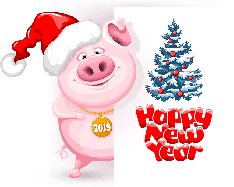 christmas pig calendar with pig year vector