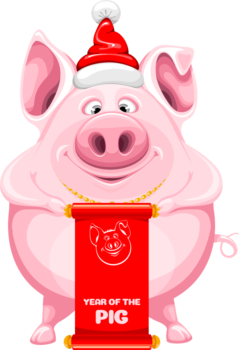 christmas pig calendar with pig year vector